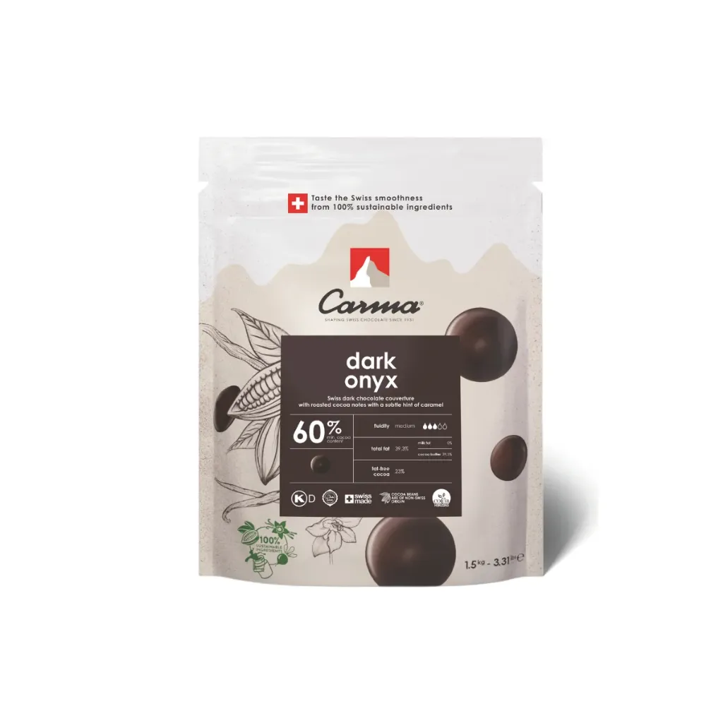 [BAR-CHD-Q037ONYXE6-271] Chocolat de couverture noir Onyx 60%, Carma, 5 x 1,5kg