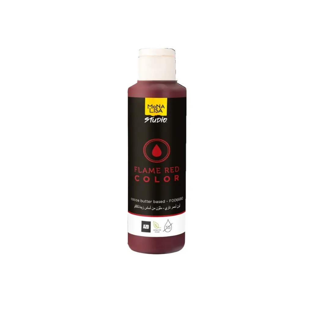 [F006680] Beurre de cacao Mona Lisa coloré, rouge flame, 245g