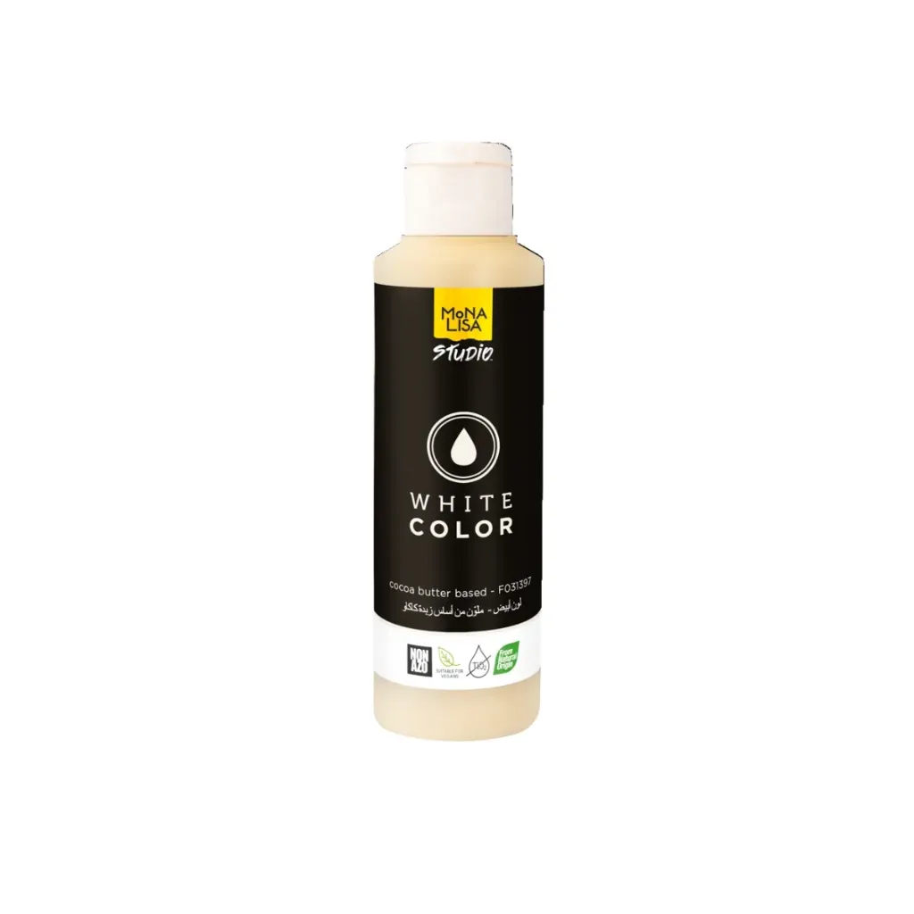 [F031397] Beurre de cacao Mona Lisa coloré, E-FREE, blanc, 245g