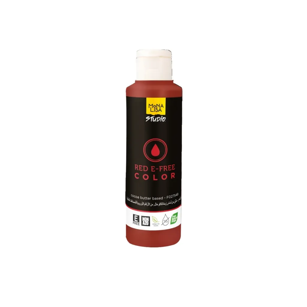 [F027549] Beurre de cacao Mona Lisa coloré, origine naturelle, E-FREE, rouge, 245g