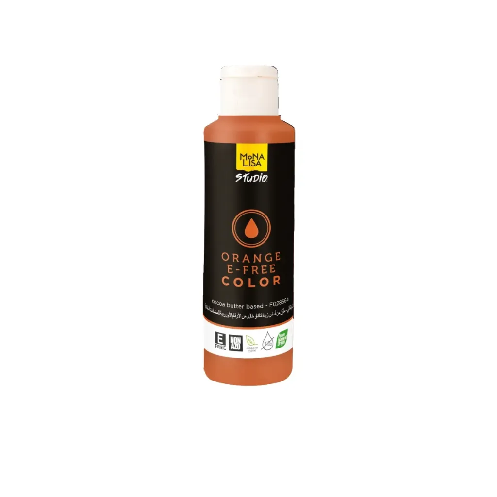 [F028564] Beurre de cacao Mona Lisa coloré, origine naturelle, E-FREE, orange, 245g