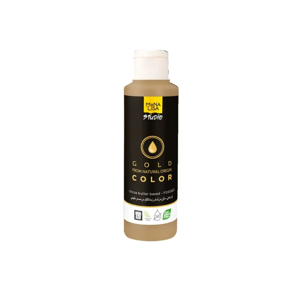 [F030651] Beurre de cacao Mona Lisa coloré, origine naturelle, doré brillant, 245g